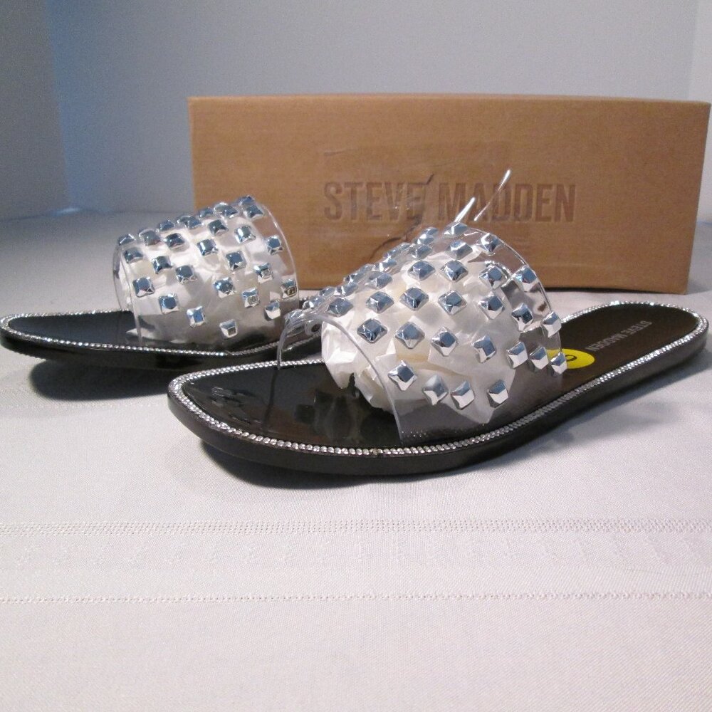 Steve Madden Jynn Clear Sandals with Metallic Embellishments Sz 9 - Picture 7 of 10